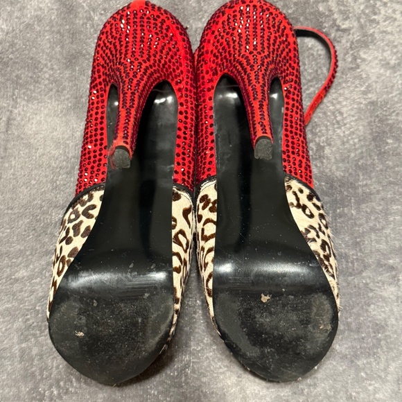SM /PLATFORM LEOPARD PRINT RED RHINESTONE - Picture 4 of 10